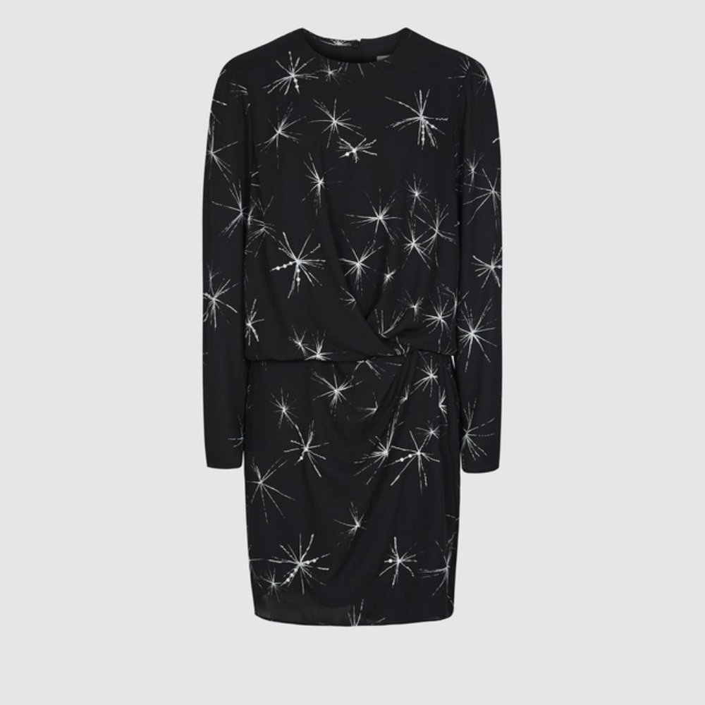 NWT Reiss Gabby Star Embellished Black Dress US6 UK10